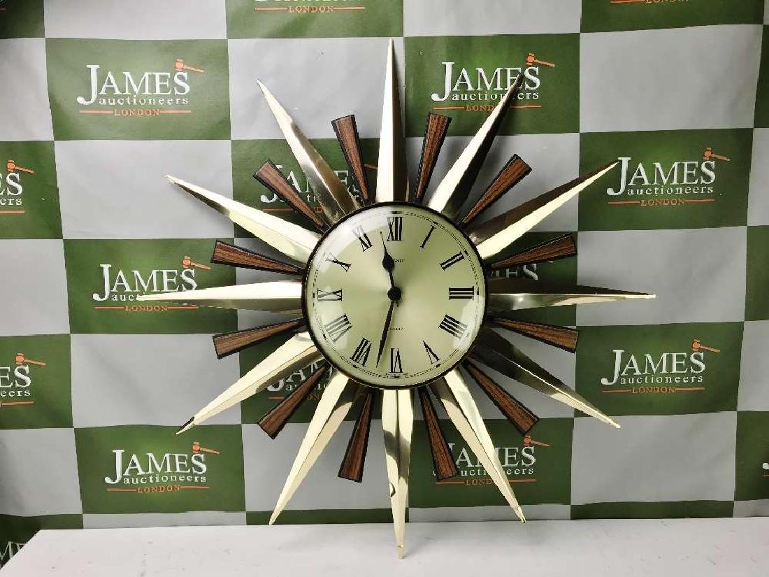 Sunburst Mid Century Modern Art Deco Clock by Metamec (1 of 2)