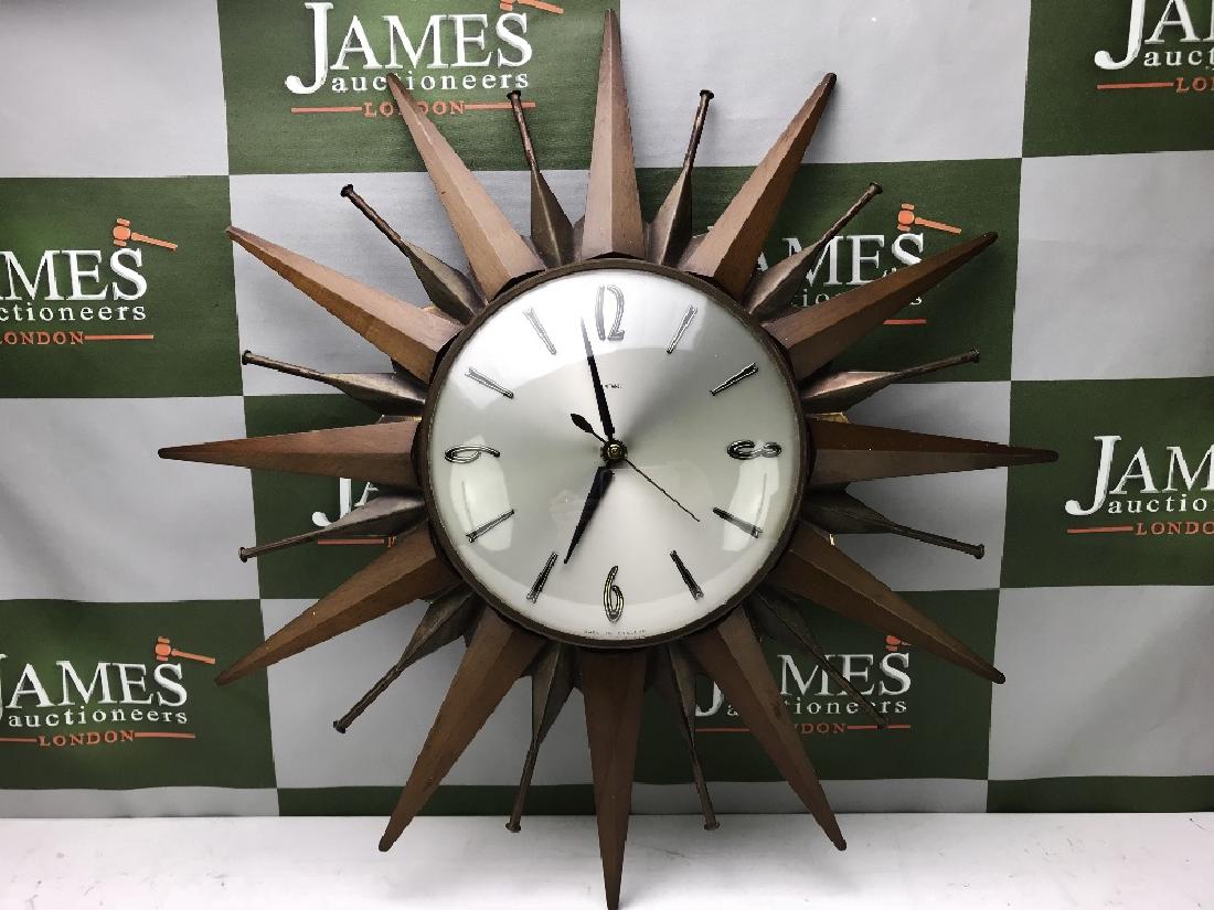Sunburst Mid Century Modern Art Deco Clock by Metamec (1 of 2)