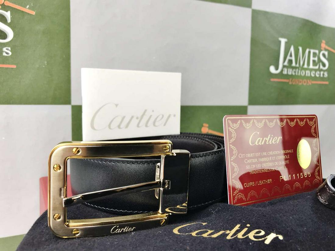 Cartier-Mens Leather & Gold Belt, Unused Santos (1 of 4)