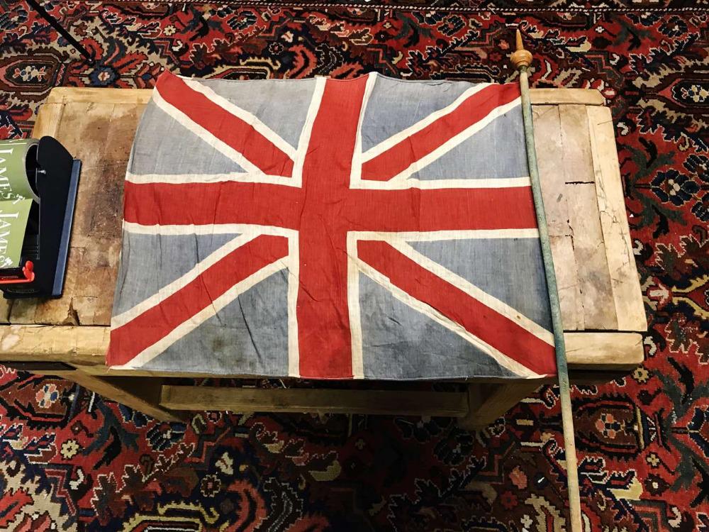 Vintage Cotton Silk Union Jack Flag On Pole (1 of 4)