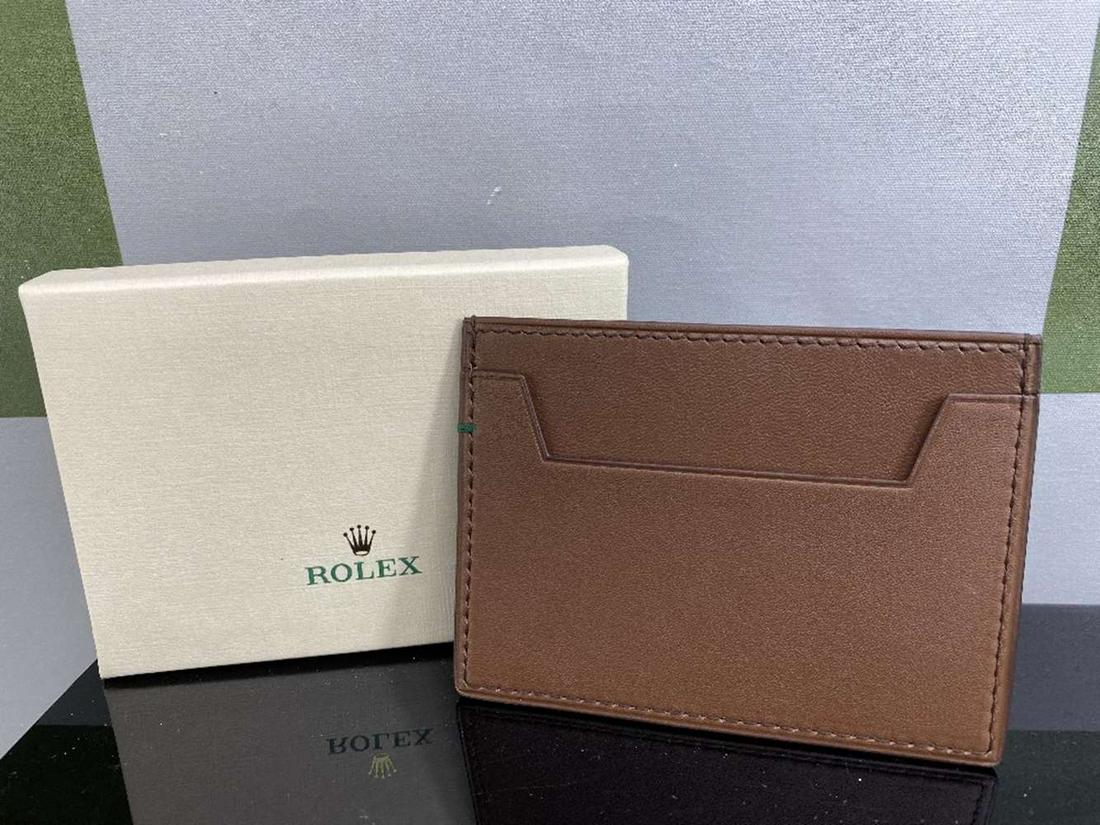 Rolex Card Wallet Holder In Box - Brown Leather (1 of 3)