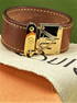 Louis Vuitton Leather & Gold Plated Bracelet