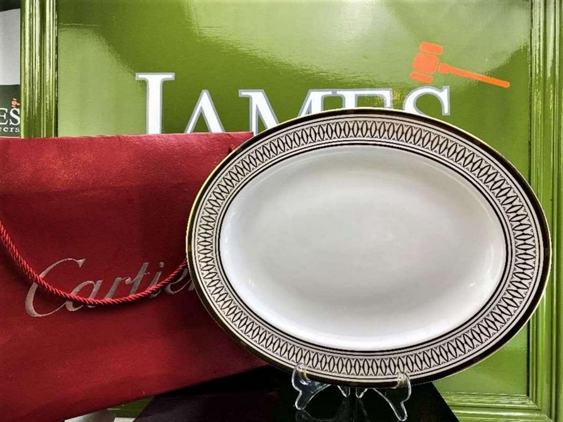 Cartier Gilt Gold Platter/Trinket Le Maison De Must: Cartier Gilt Gold Platter/Trinket Le Maison De Must Plate, 14 inch and marked Cartier front and rear