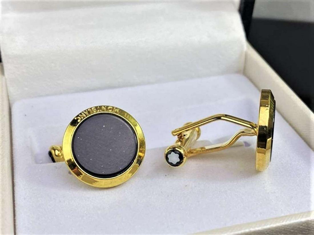 Montblanc Meisterstuck Gold Plated & Onyx Cufflinks: Montblanc Meisterstuck Gold Plated & Onyx Cufflinks, as pictured with original case & warranty booklet.