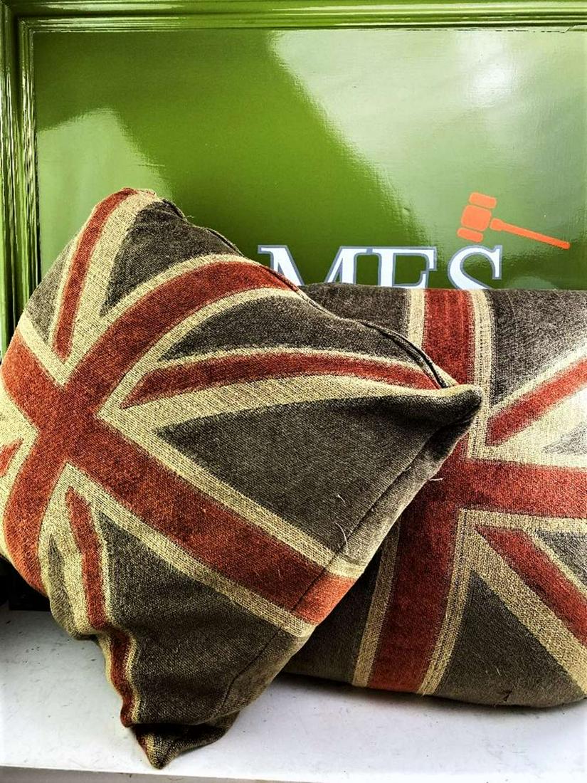 Pair Of Vintage Silk Cotton Union Jack Cushions (1 of 2)