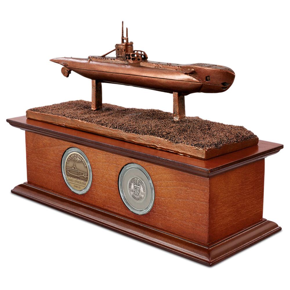 Danbury Mint Bronze Coin Sculpture HMS Submarine: Danbury Mint Bronze Coin Sculpture HMS Submarine Upholder Display, bronzed sculpture of Britain’s most successful submarine in WWII. Combined with a genuine 1941 silver sixpence and a special co