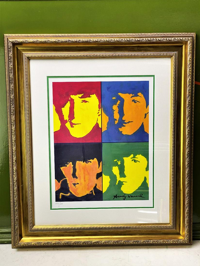 Andy Warhol (1928-1987) “The Beatles” Numbered Lithograph, Ornate Framed. (1 of 4)