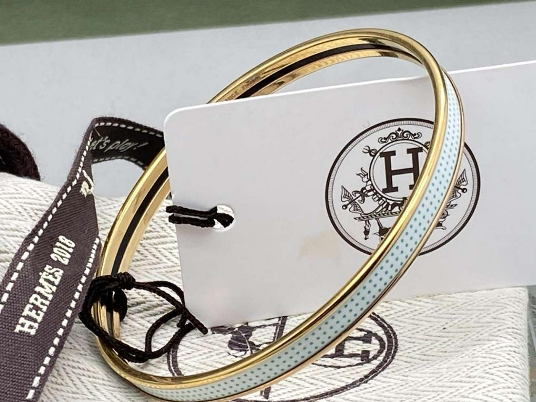 Hermes Paris Gold & Monogram Logo Extra Narrow Bracelet-New Example (1 of 7)