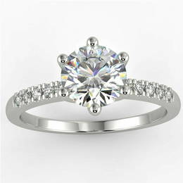 A New  1 Carat Round Cut VS2/D Solitaire Pave Diamond  Ring 14K White Gold