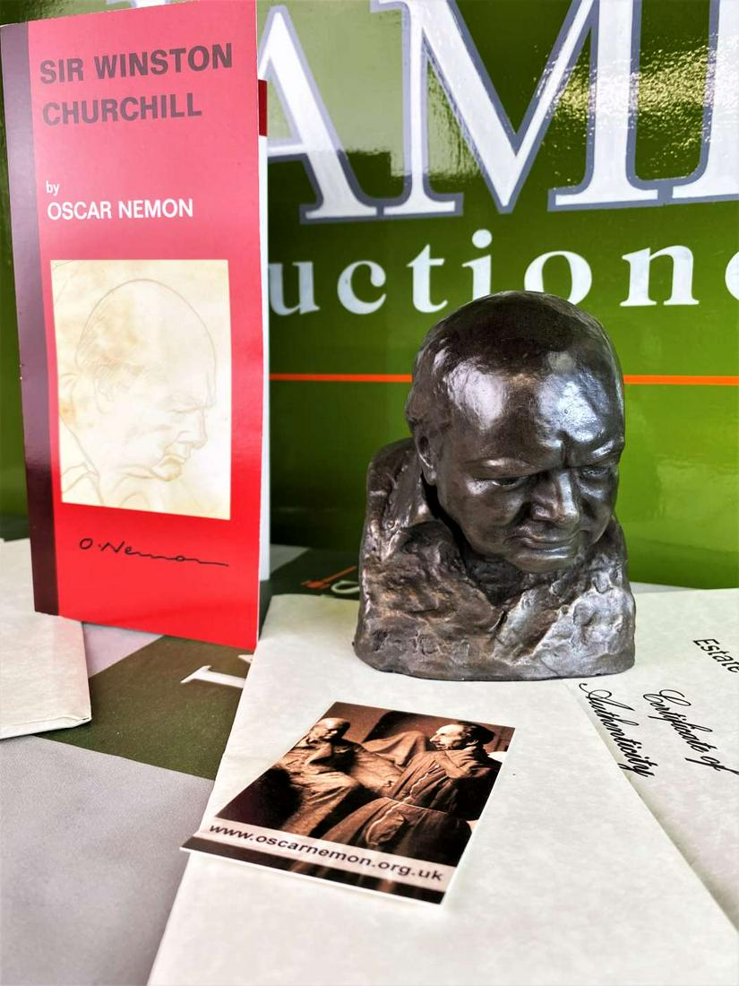 Winston Churchill Signed Oscar Nemon Wartime Leader Bronze Resin Bust (1 of 7)