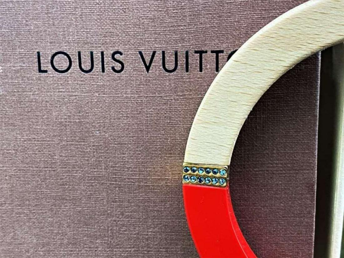 Louis Vuitton Red And Wood Bangle Bracelet With Gold Trim (1 of 5)