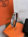 Hermes Paris Balcons du Gaurdal Enamel Silver Monogram Bangle.