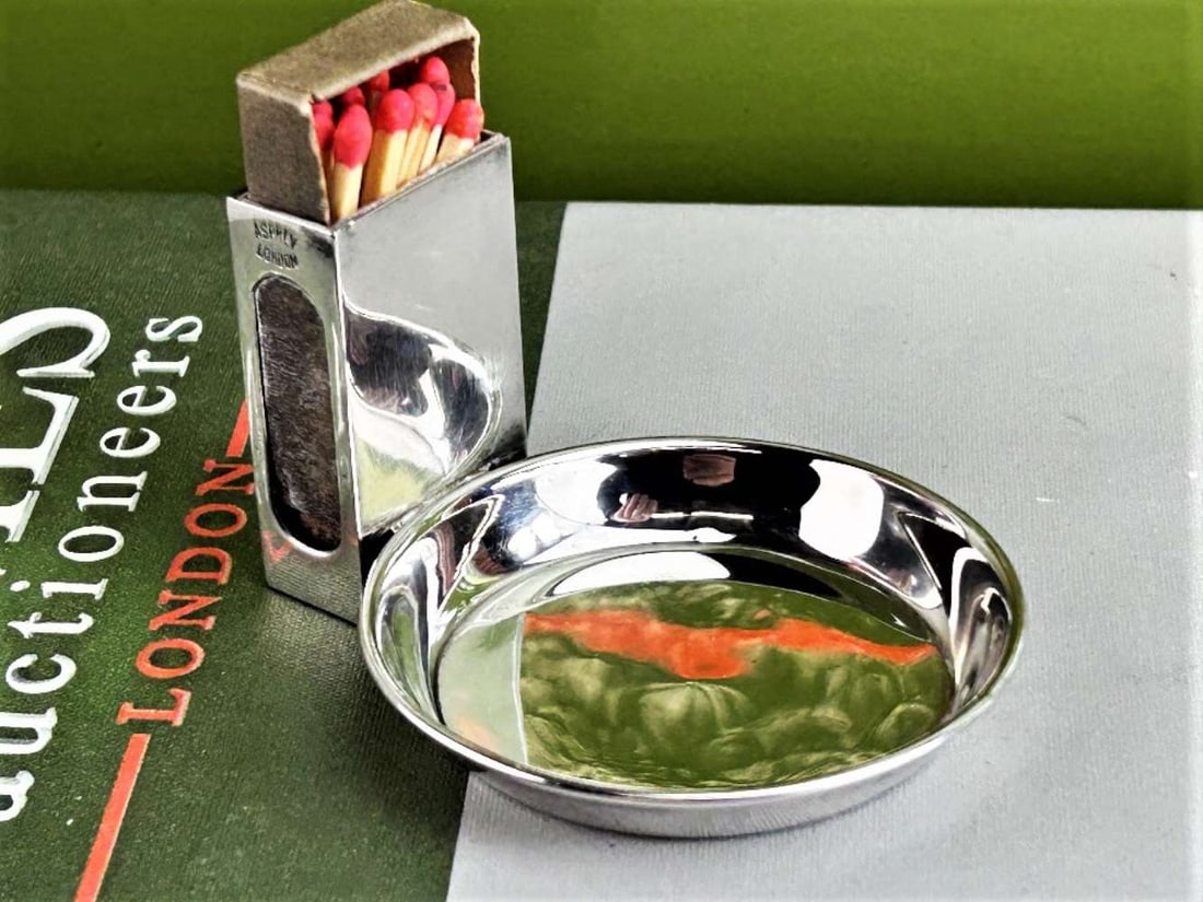 Asprey Vintage Sterling Silver Matchbox Holder & Bowl George V London 1929 (1 of 4)