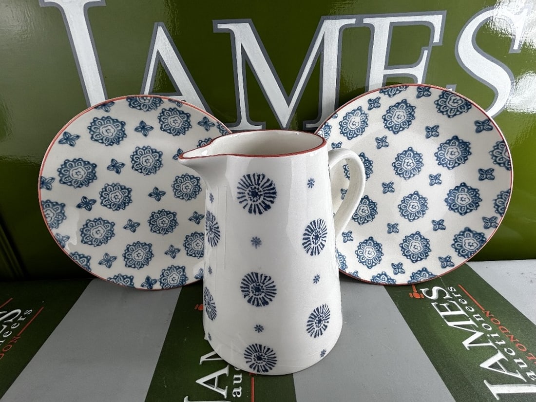 Mid Century Style Contemporary Water Jug & Serving Platters x2: Mid Century Style Contemporary Water Jug & Serving Platters x2