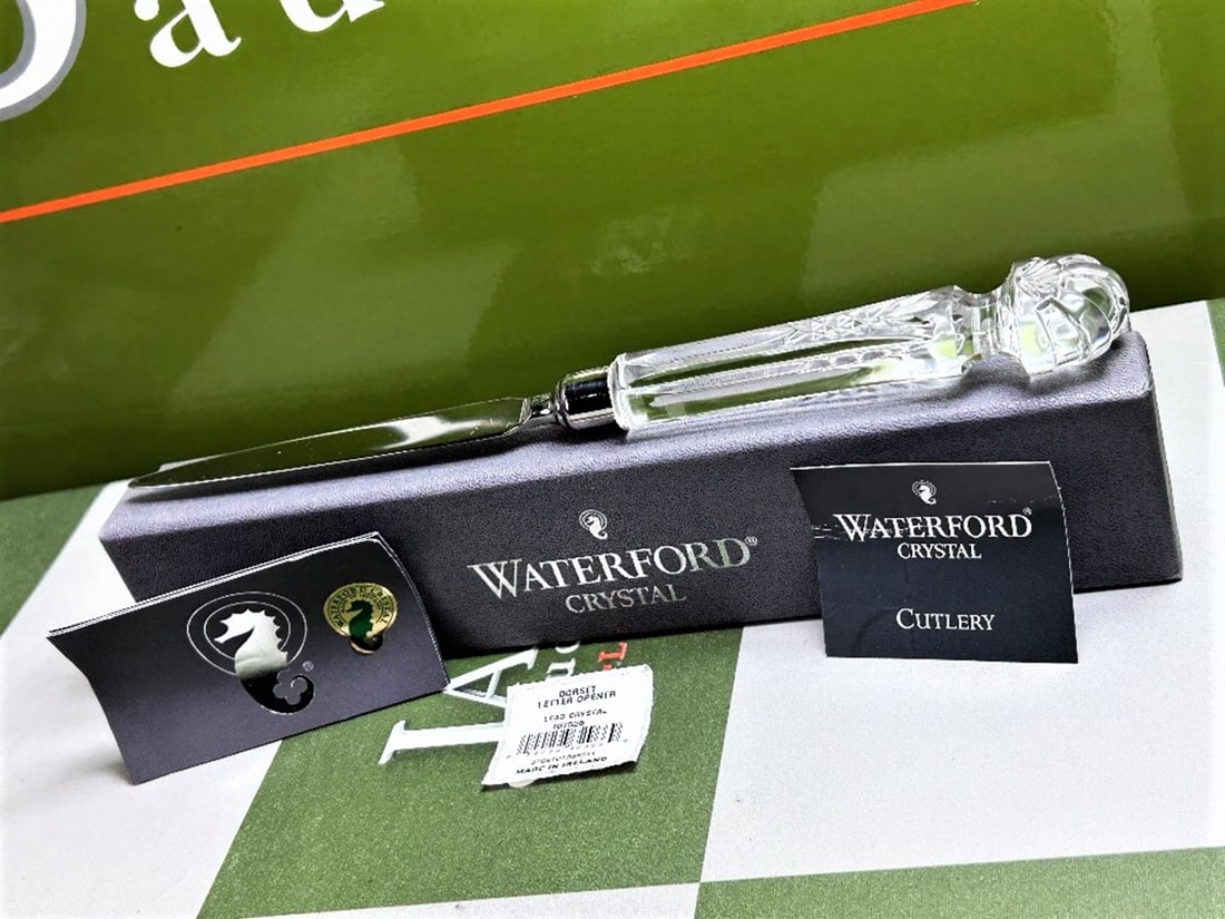 Waterford Ireland-Crystal Letter Opener Unused Example: Waterford Crystal Letter Opener-Unused Example, approx 8 .5 inches, original boix etc as pictured, mint example circa 2000's