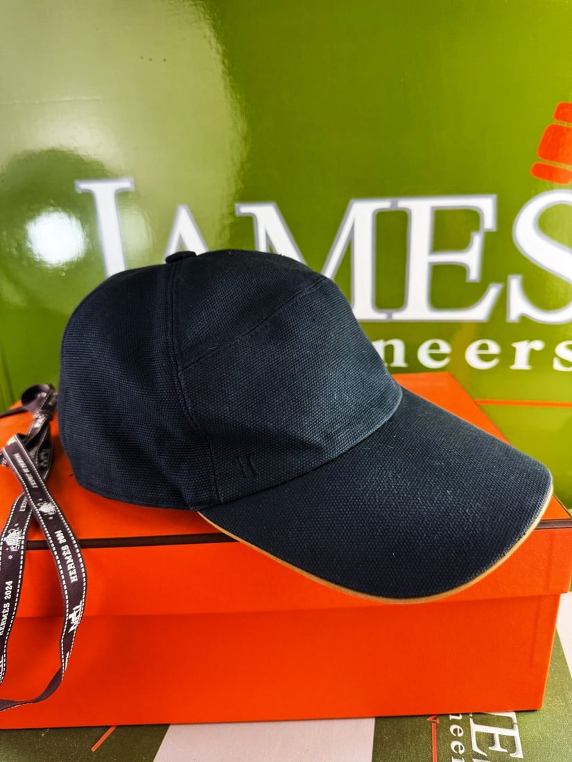 Hermes Paris Baseball Cap In Black & Yellow Piping (1 of 6)