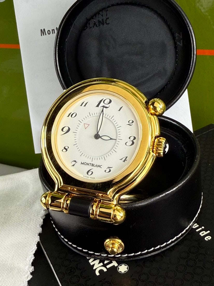 Montblanc Quartz Desktop Alarm Clock Gilt (Gold Plated) White Dial (1 of 9)