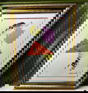 Andy Warhol (1928-1987) Dolphin Ltd Edition of Lithograph: Andy Warhol (1928-1987) "Dolphin" Leo Castelli- New York Numbered Ltd Edition of #86/100 Lithograph, Ornate Framed.