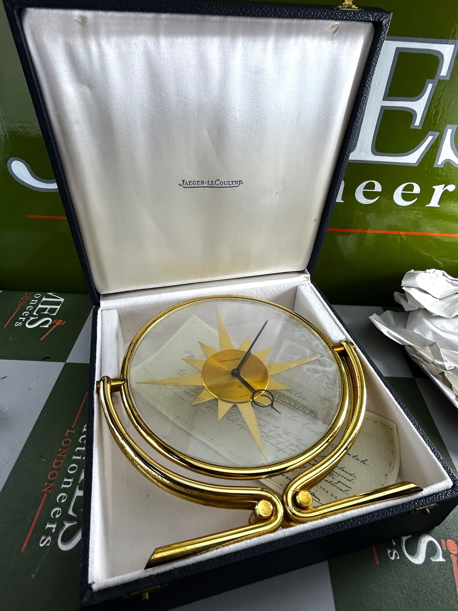 A Vintage 1960s Jaeger Le Coultre Brass 8 Day Mantel Clock (1 of 11)