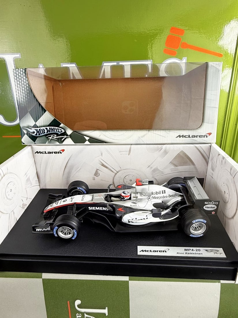 Hot Wheels 1:18 Mclaren MP4-20 Kimi Raikkonen: Hot Wheels 1:18 Mclaren MP4-20 Kimi Raikkonen- A rare undisplayed example complete as pictured with original packaging-Mint Example.