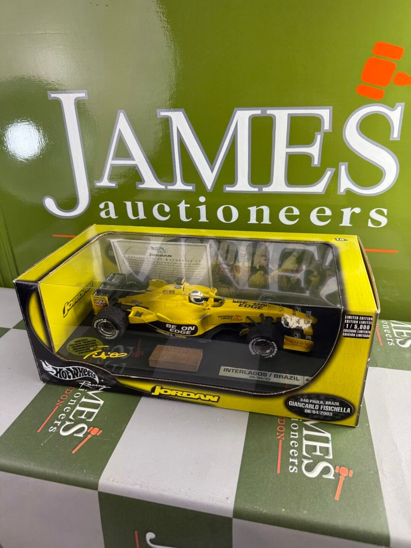 Hot Wheels 1:18 Giancarlo Fisichella Jordan Brazil 2003: Hot Wheels 1:18 Giancarlo Fisichella Jordan Brazil 2003- A rare undisplayed example complete as pictured with original packaging