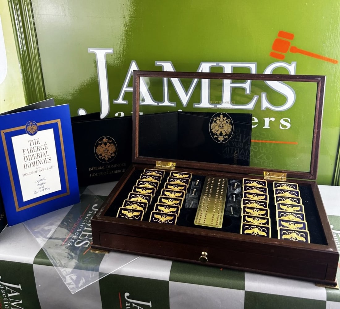 House Of Faberge Imperial Dominoes Set Enamel 24ct Gold Plated Original Rrp $3599 in 1990 (1 of 8)