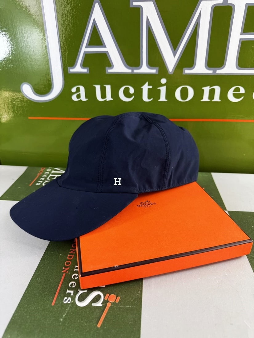 Hermes Paris Casquette Homme Miles Toiloven Marine Navy Baseball Cap (1 of 6)