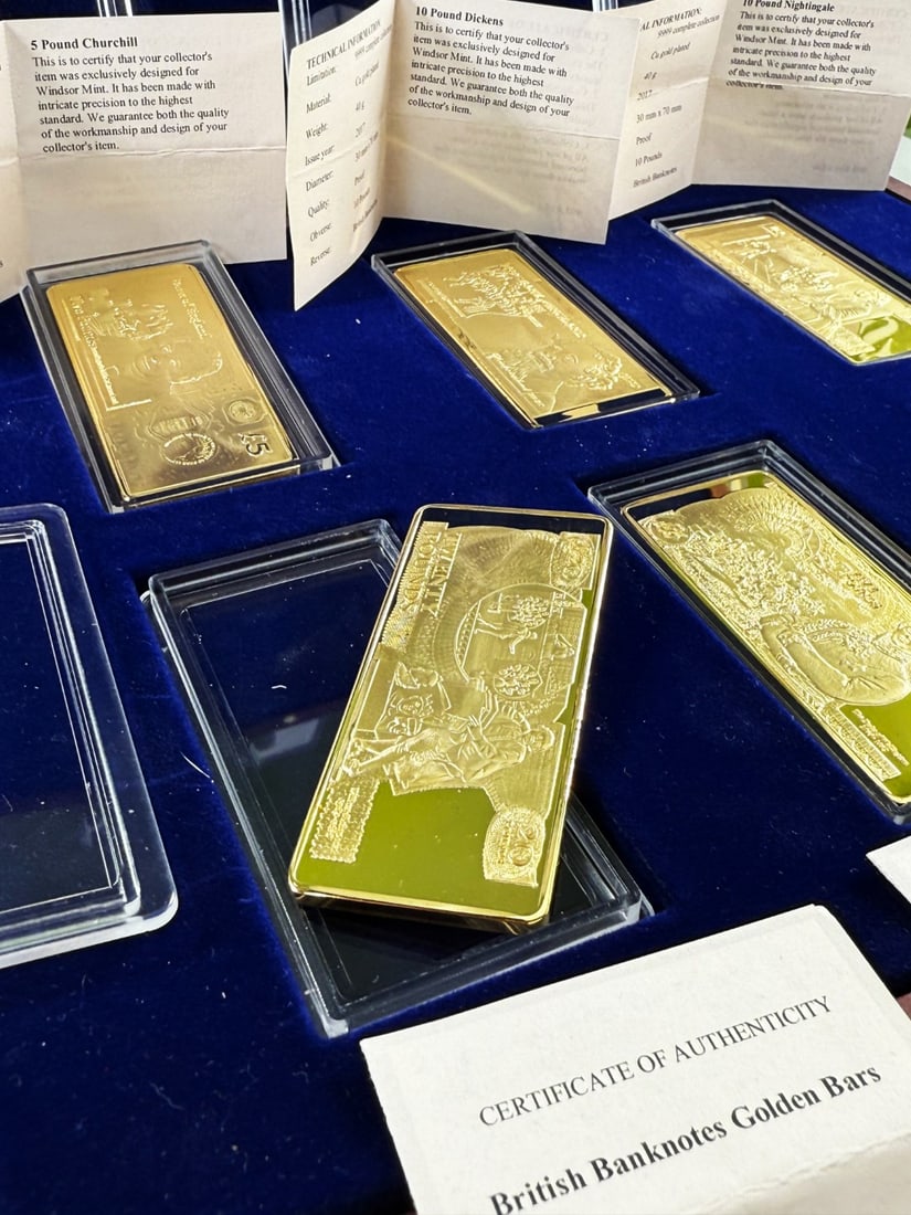 Windsor Mint 2017 24k Gold Plated History Of Banknotes Ingots (1 of 5)