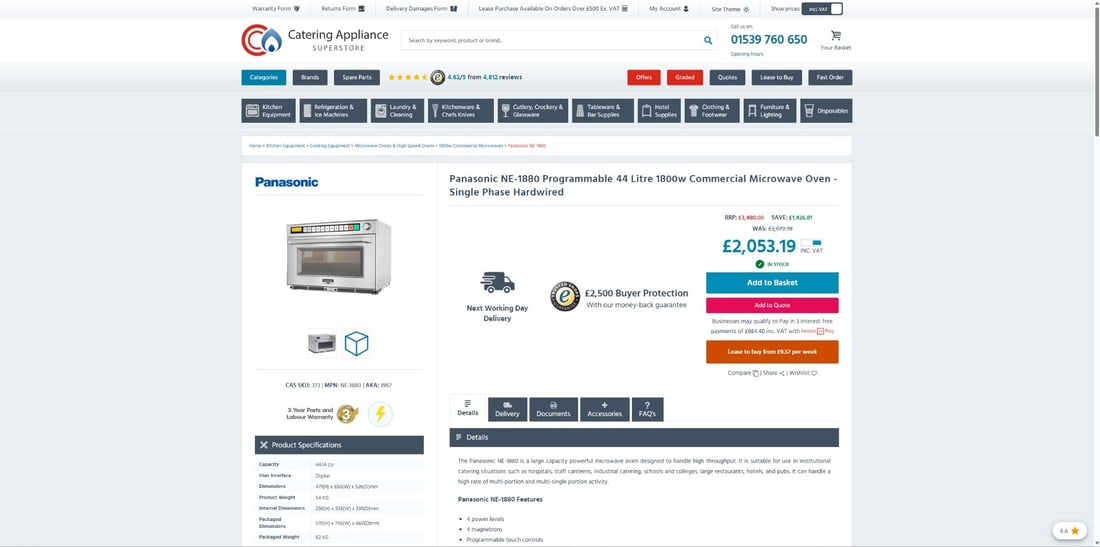 Panasonic Pro11 Model NE-1880 Commercial Microwave Oven RRp £4k - 9