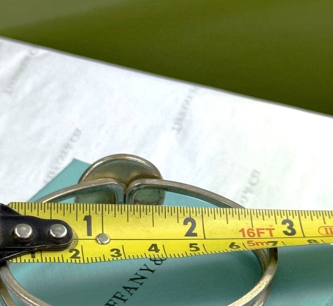 Rare Vintage Tiffany & Co 925 Sterling Silver `Please Return To` Oval Tag Hinged Cuff Bracelet - 4