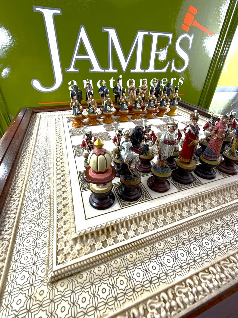 The Raj Hand Painted India-British War 1857 Game Chess With Table - 7