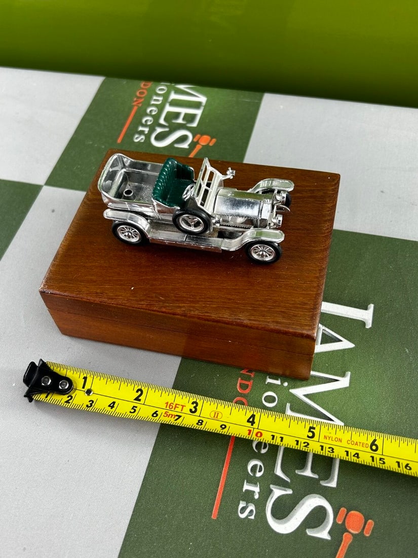 Vintage 1907 Rolls Royce Silver Ghost On A Solid Wood Teak Box. - 6