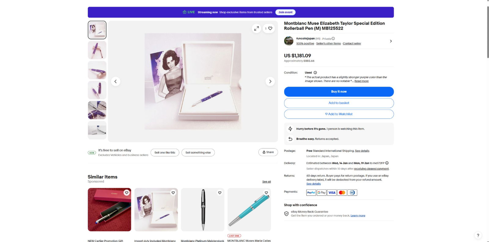 Montblanc Elizabeth Taylor Muses Special Edition Rollerball - 9