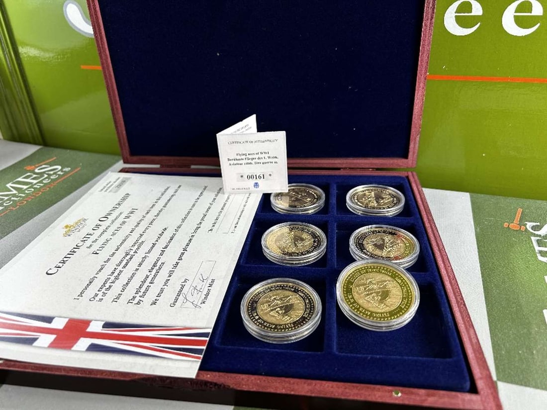 World War 1 Gold Plated Aviator Aces By Windsor Mint Rrp £299 - 5