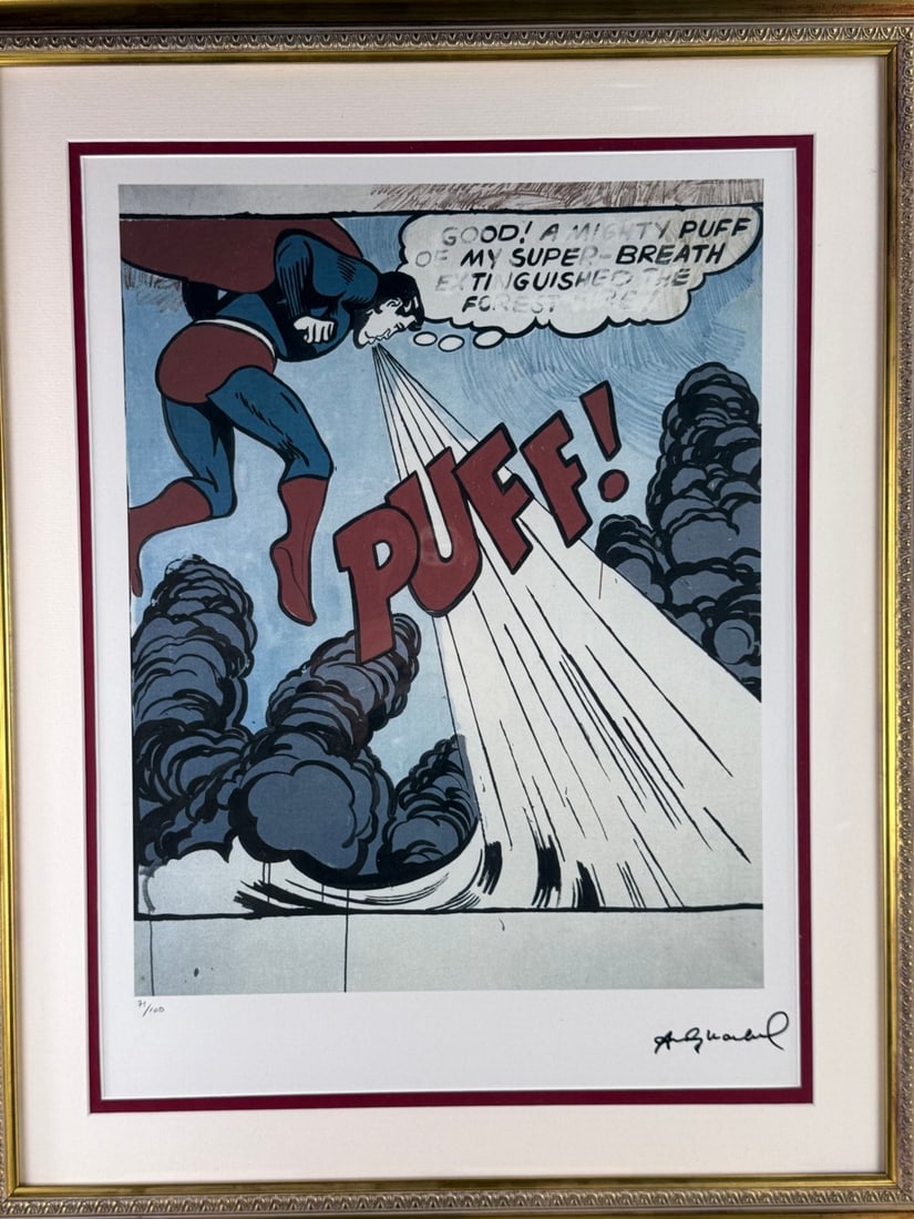 Roy Lichenstein (1923-1997) `Superman` Numbered Ltd Edition Lithograph #71/100 - 2