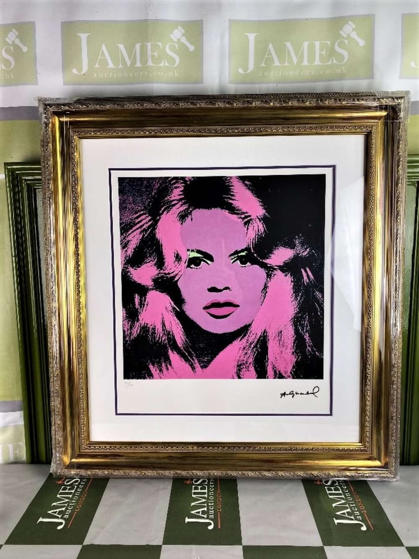 Andy Warhol-(1928-1987) Bardot Numbered Lithograph: Andy Warhol-(1928-1987) "Bardot" Original Numbered Lithograph of #/100 as pictured. Professionally framed using museum quality perspex and double mount, gold finish ornate framed.Dimensions of