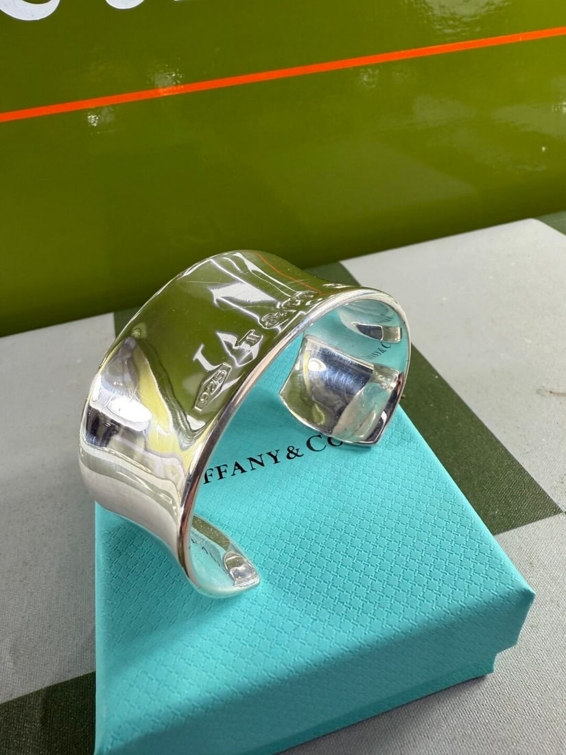 Tiffany & Co. 1837 Sterling Silver Wide Cuff Bangle Circa 1997 - 2