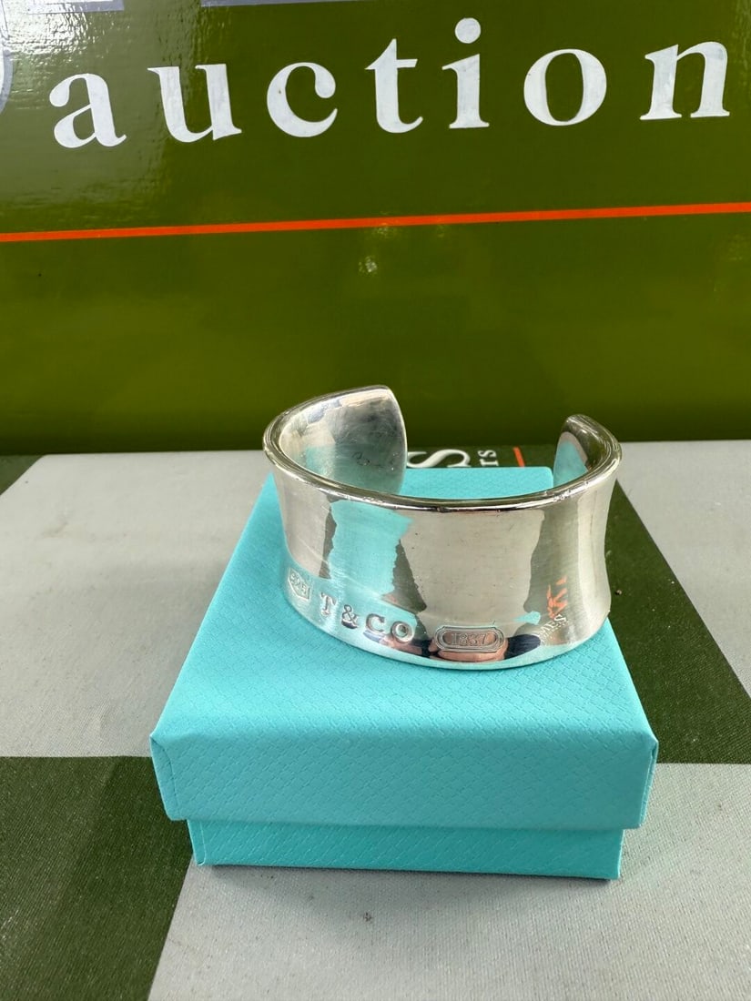 Tiffany & Co. 1837 Sterling Silver Wide Cuff Bangle Circa 1997 - 5