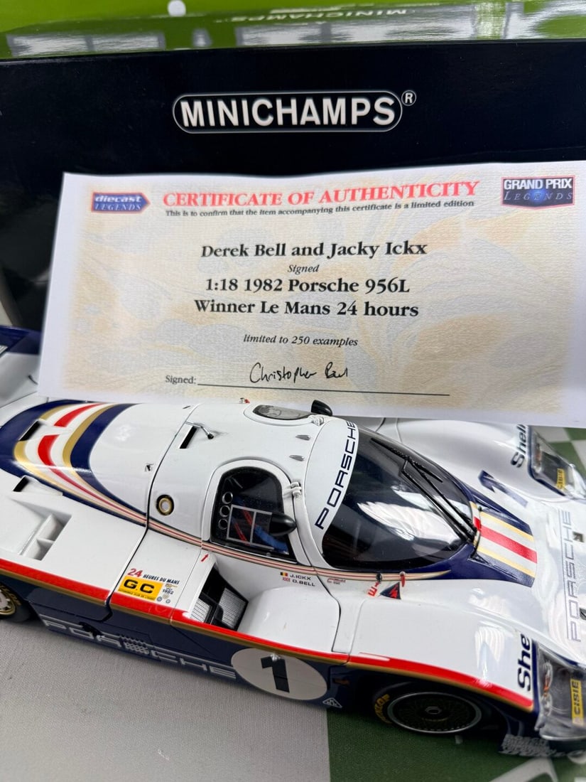 Ltd Edition 1:18 scale Porsche 956L, by Minichamps, Signed by Derek Bell and Jacky Ickx. - 10