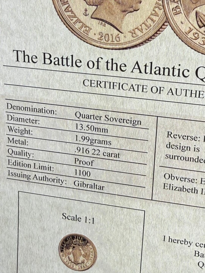 The Battle of the Atlantic Quarter Solid Gold Sovereign - 17