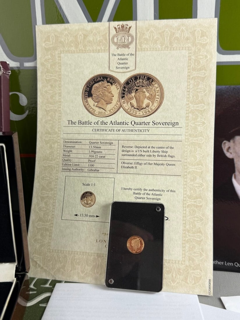 The Battle of the Atlantic Quarter Solid Gold Sovereign - 3