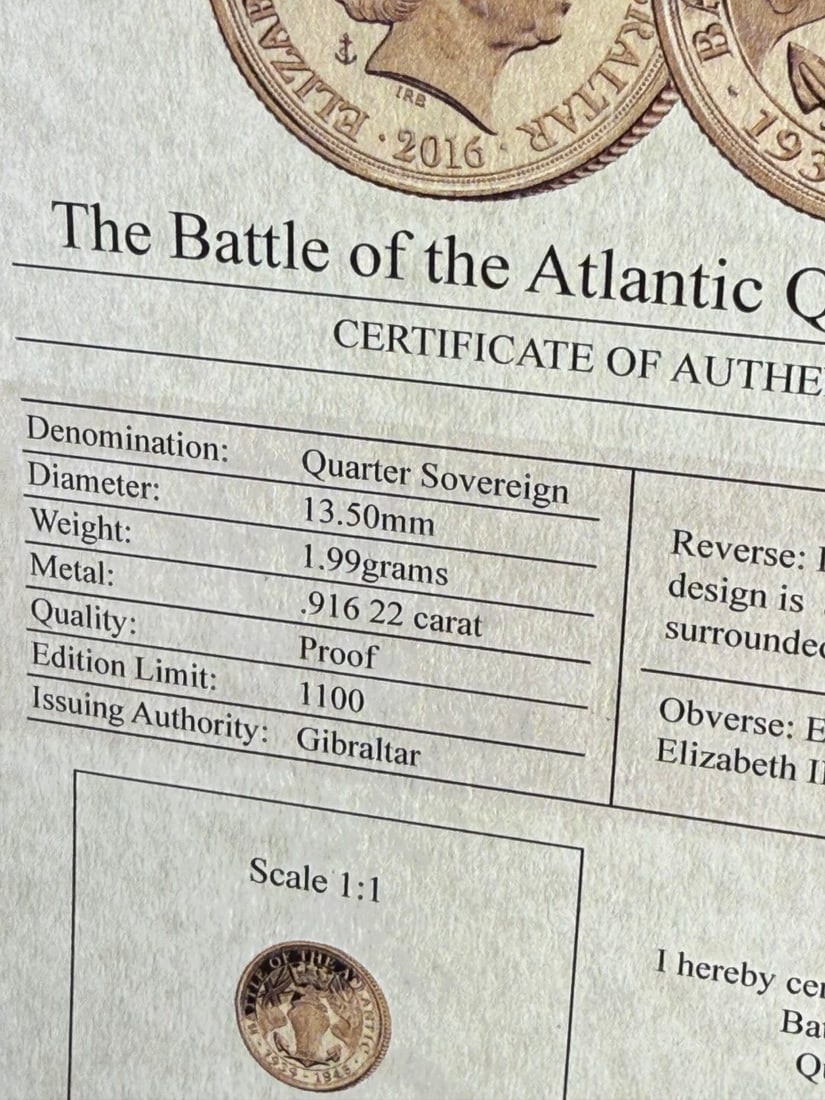 The Battle of the Atlantic Quarter Solid Gold Sovereign - 7