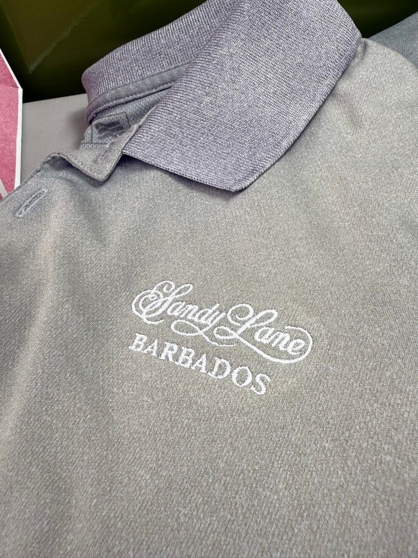 Sandy Lane Barbados Famous Hotel & Golf Course Gent`s Addidas Gold Polo Shirt Size large - 2