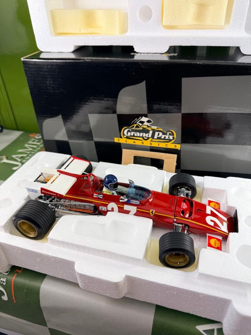 Exoto 1:18 97064 1970 Ferrari 312B 1970 GP Belgium Jacky Ickx #27-Super rare!: Exoto 1:18 97064 1970 Ferrari 312B 1970 GP Belgium Jacky Ickx #27-Super rare! The Exoto 1:18 97064 1970 Ferrari 312B diecast model, featuring Jacky Ickx driving in the 1970 GP Belgium, is a highly