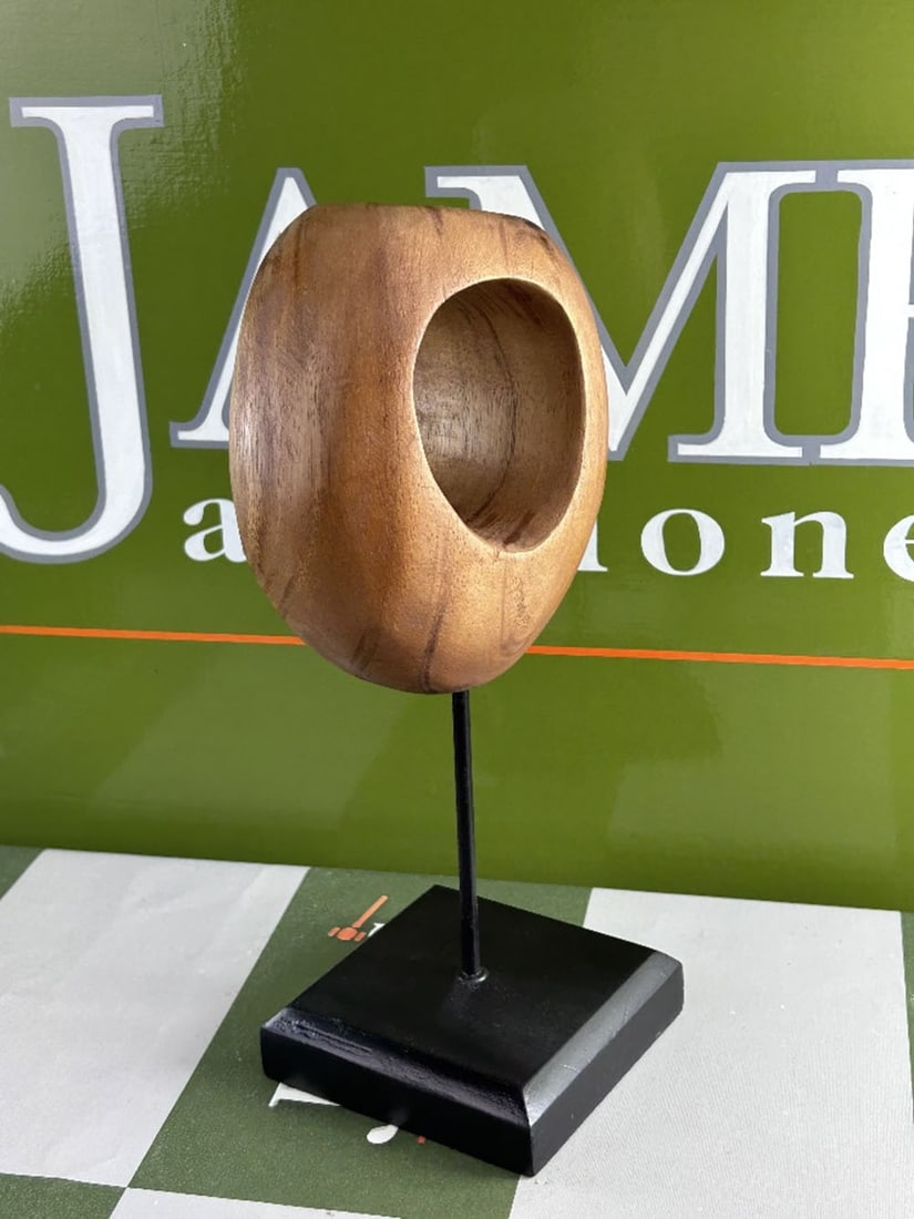 Handcrafted Indononesian Solid Wood Carving: Handcrafted Indononesian Solid Wood Carving, on base as pictured, dimensions provided.