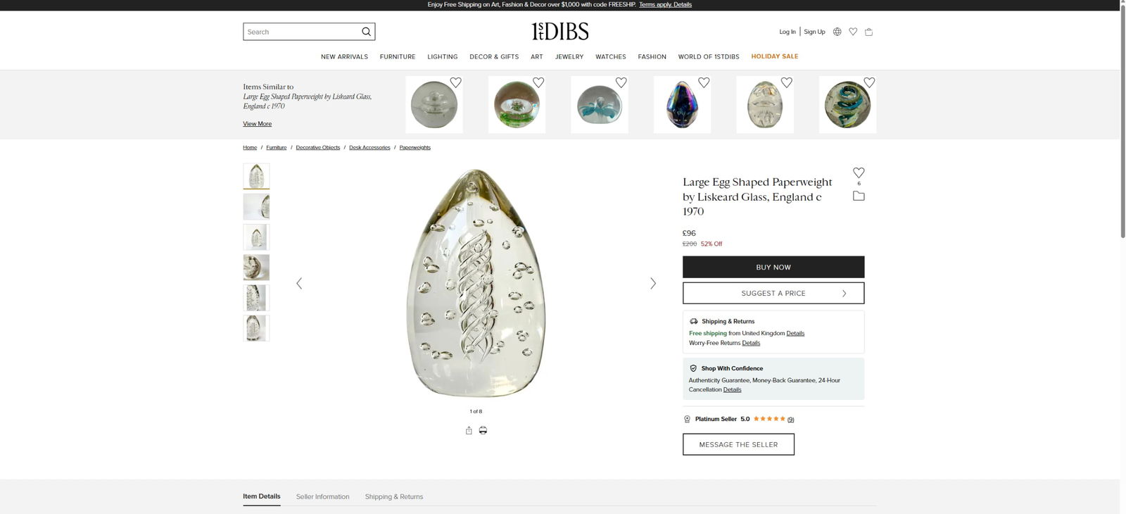 Large Egg Shaped Paperweight by Liskeard Glass, England c 1970 - 3