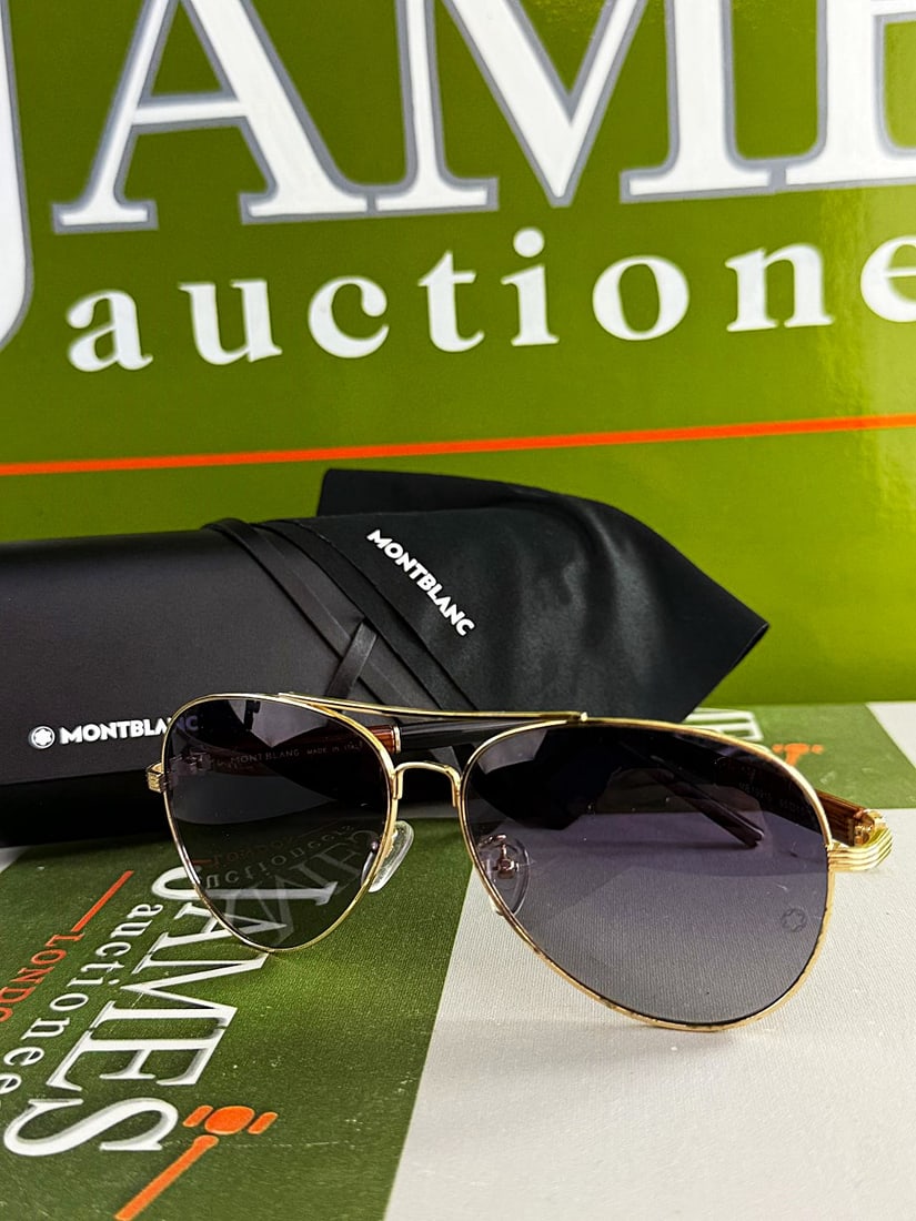 MontBlanc Wayfairer Type Gold Plated MB19910 Sunglasses: MontBlanc Wayfairer Type Gold Plated MB19910 Sunglasses as pictured with Case etc.