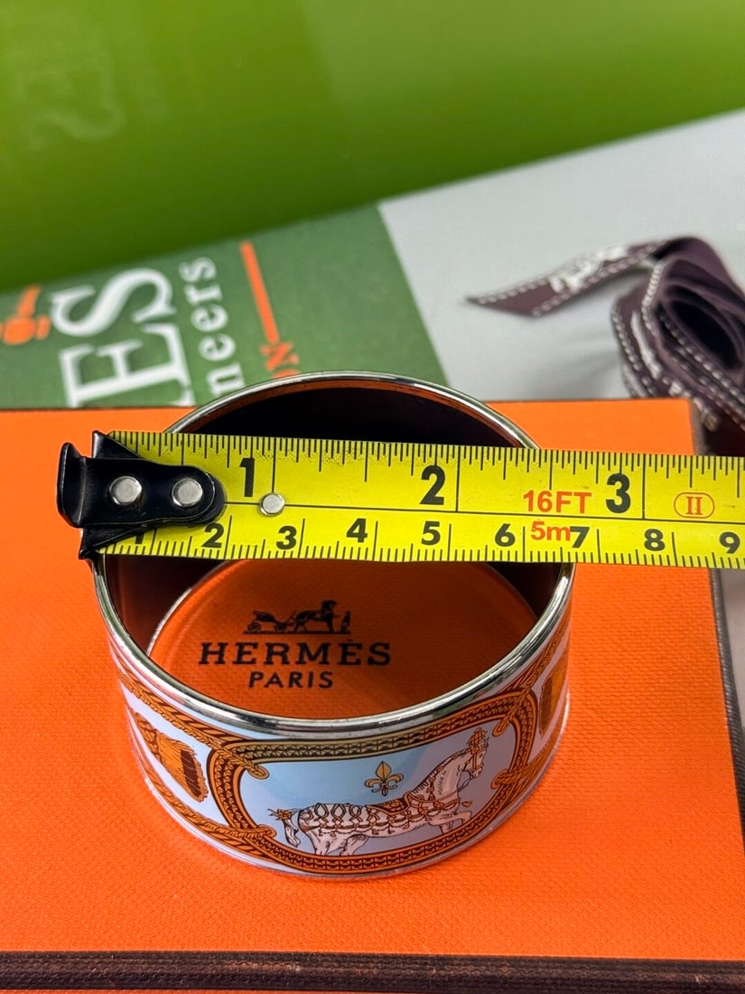 Hermes Paris Equestrian Enamel & Silver Wide Edition Bangle-Rrp £849 - 8