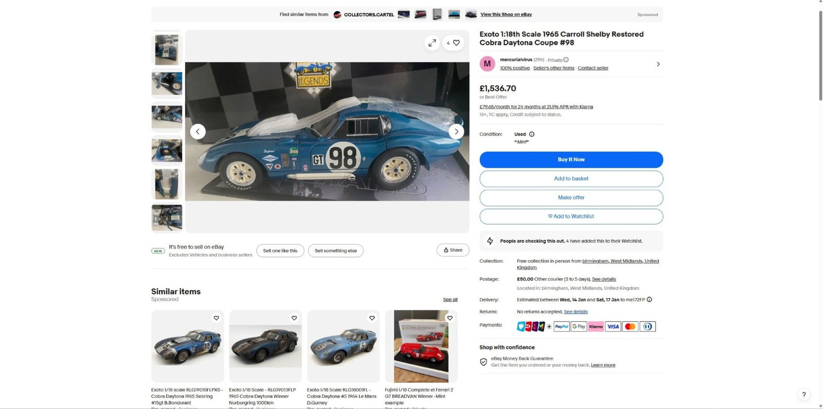 ltd Edition 1:18 scale Shelby Cobra Daytona, by Shelby Collectibles, signed by Carroll Shelby - 9