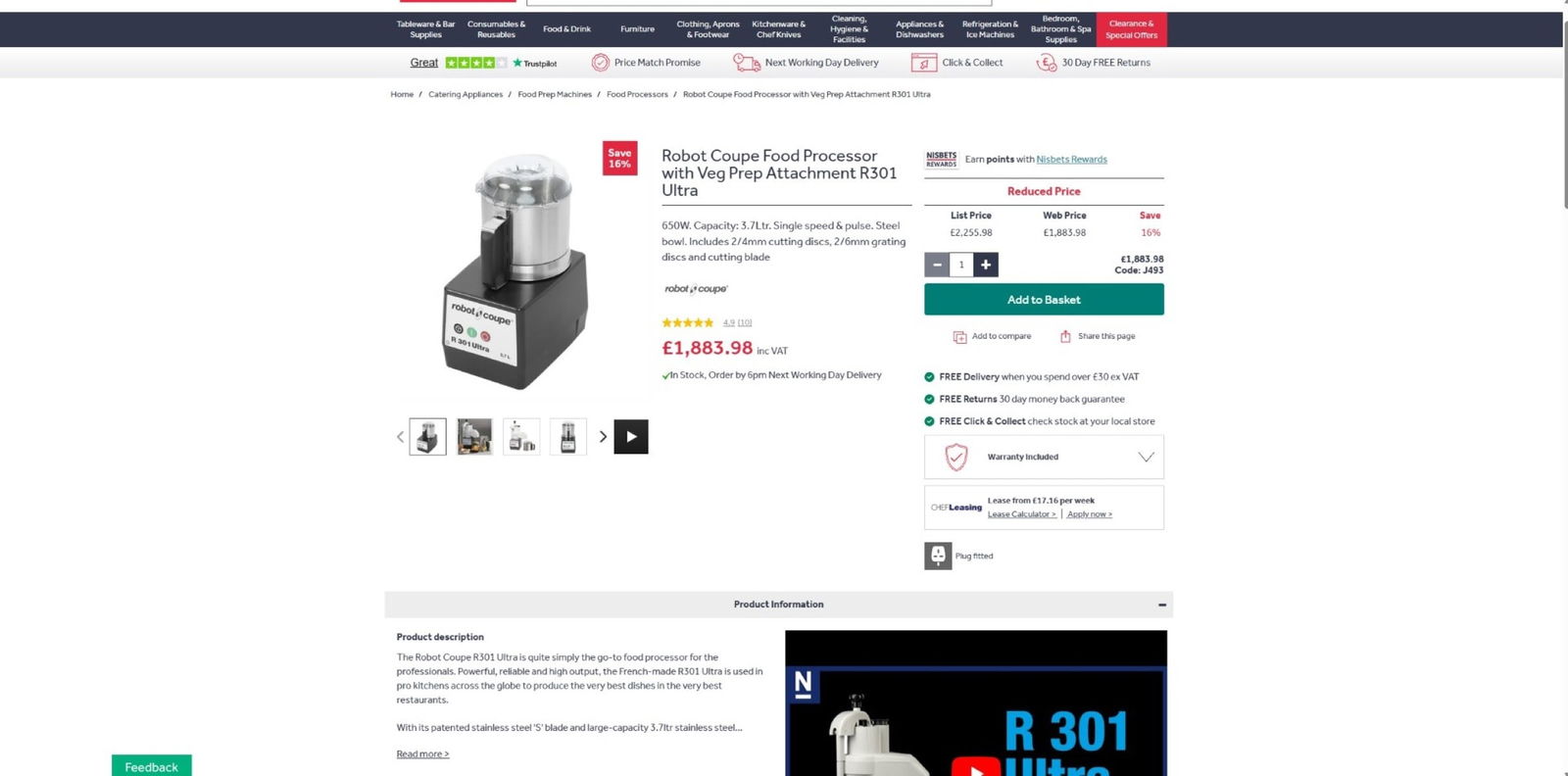 SOLD VIA BUY IT NOW-PLEASE DO NOT BID-Commercial Catering-Robo Coupe R301 Ultra - 3